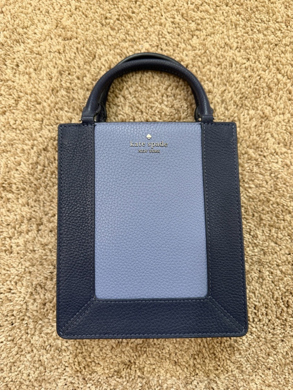 kate spade Navy and Light Blue Leather Structured Top-Handle Satchel